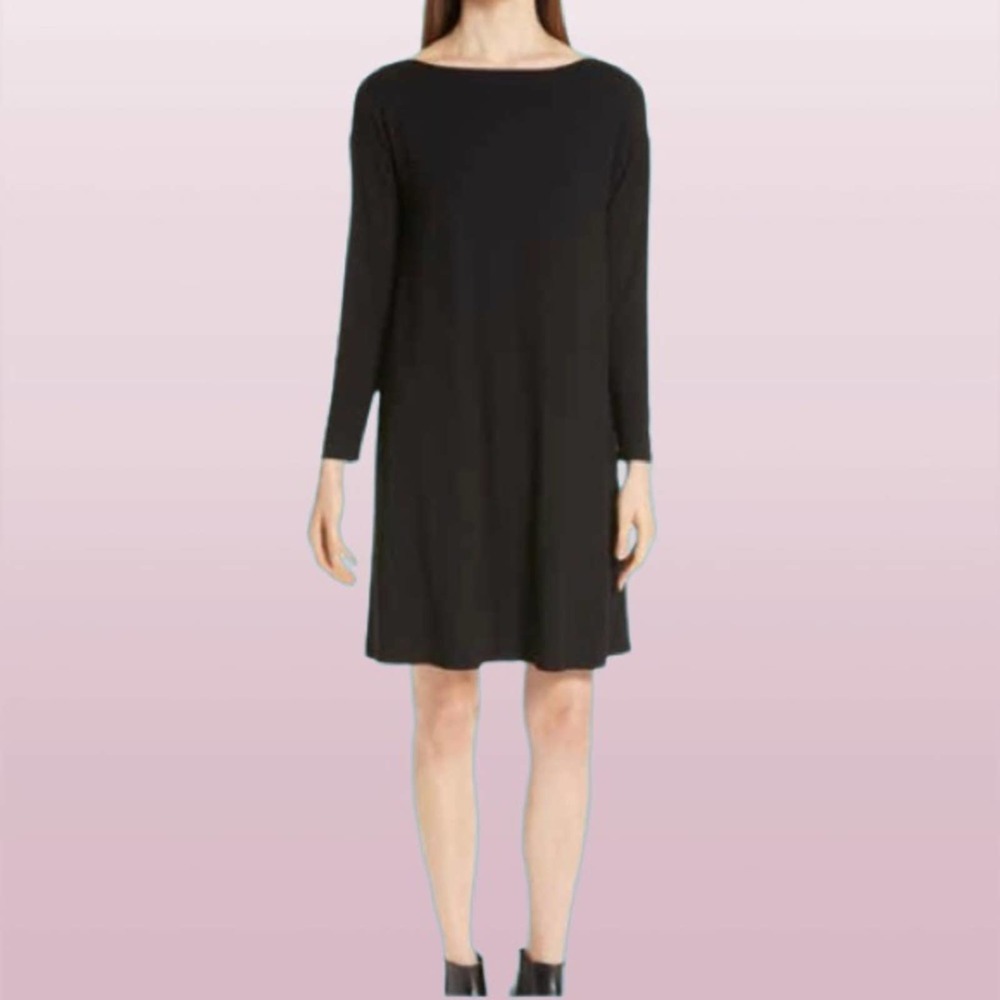 Eileen Fisher | black swing dress with pockets | small | eileen fisher